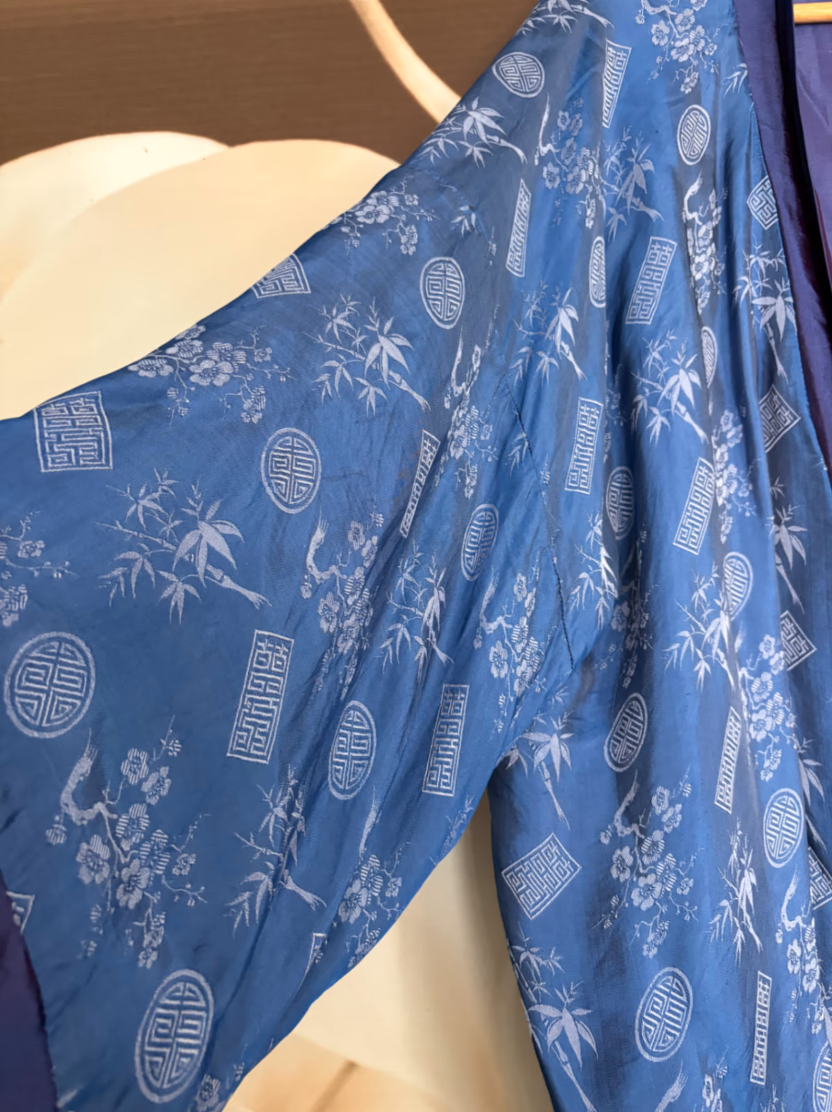Vintage silk Reversible Blue Patterned Kimono Robe, photo 5
