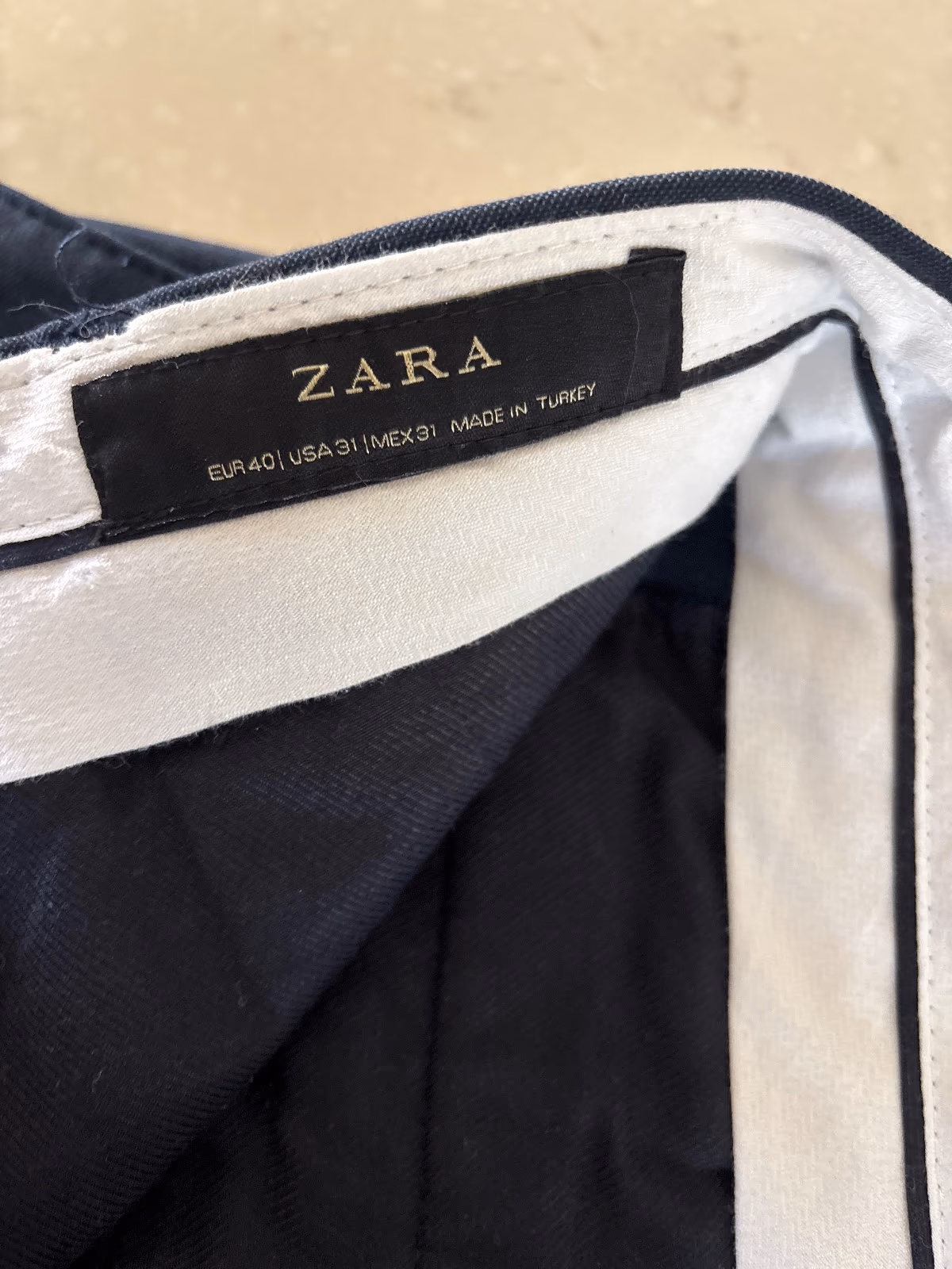 Navy blue regular fit trousers, photo 3
