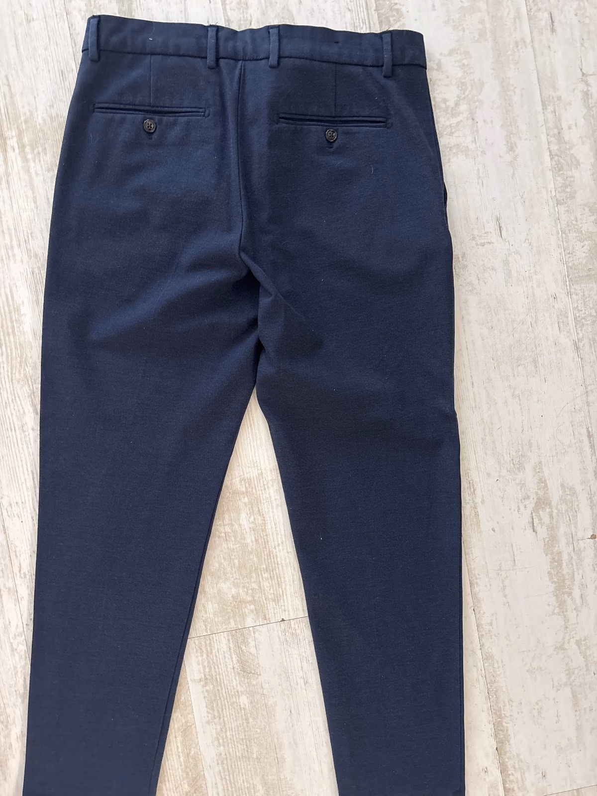 Navy blue regular fit trousers, photo 2