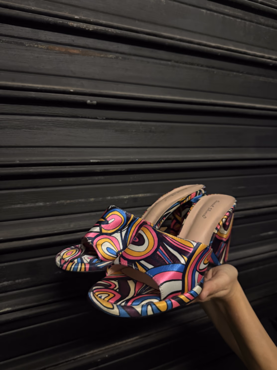 Psychedelic Platform Wedge Mules, photo 2