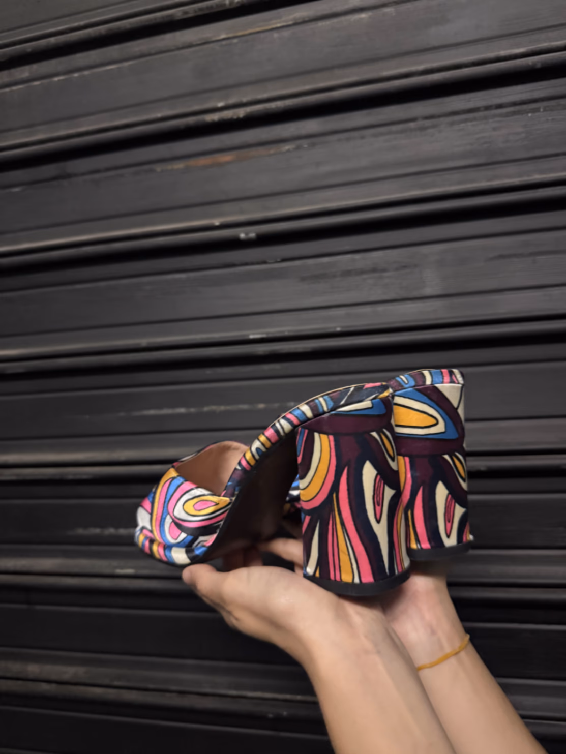 Psychedelic Platform Wedge Mules, photo 3