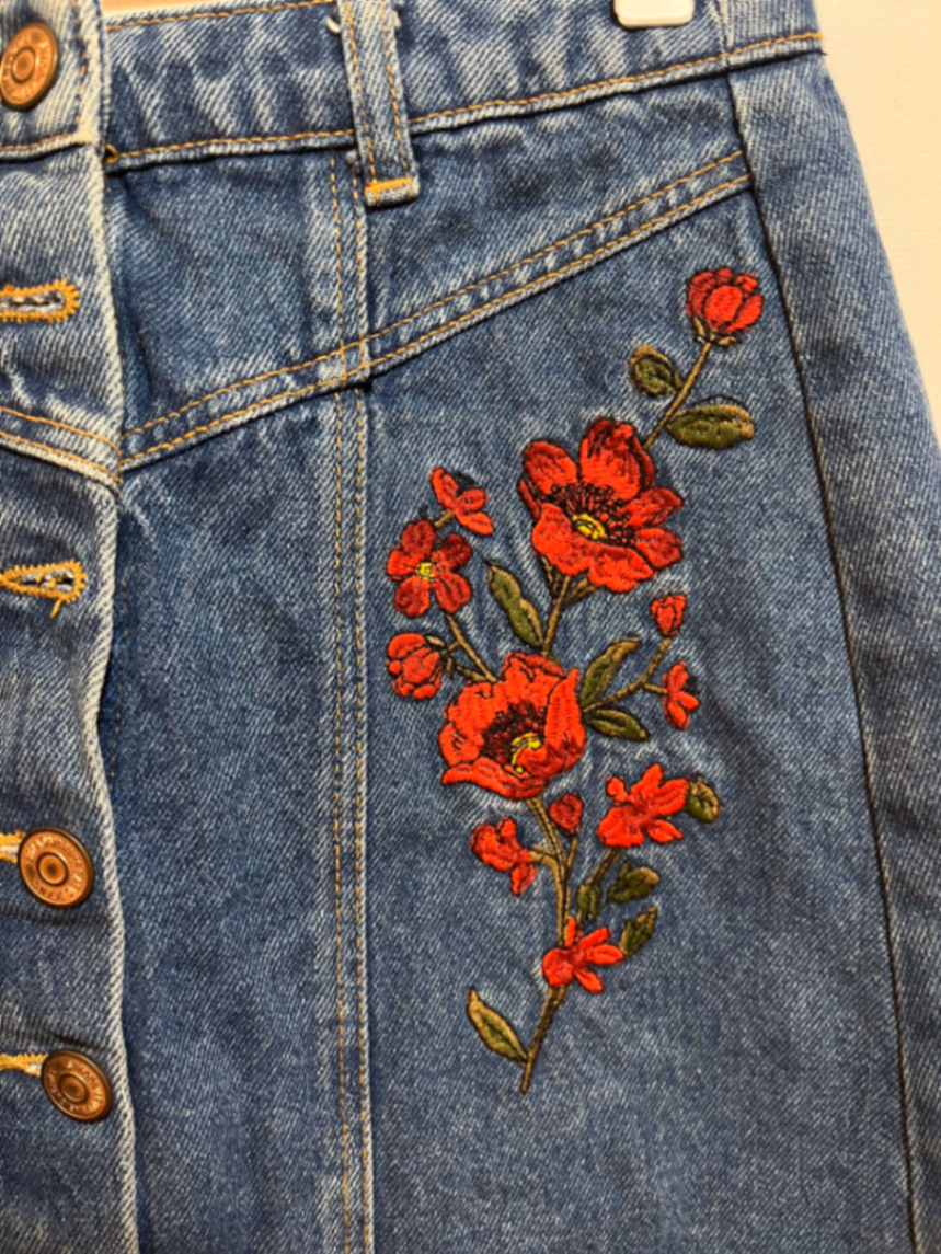 Stradivarius Floral Denim Mini Skirt, photo 2