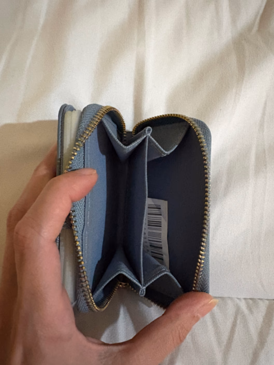 Portafoglio compatto in pelle Saffiano blu, foto 2