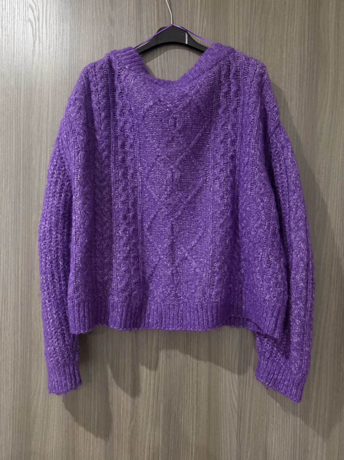 Stradivarius Purple knit v-neck jumper, photo 2
