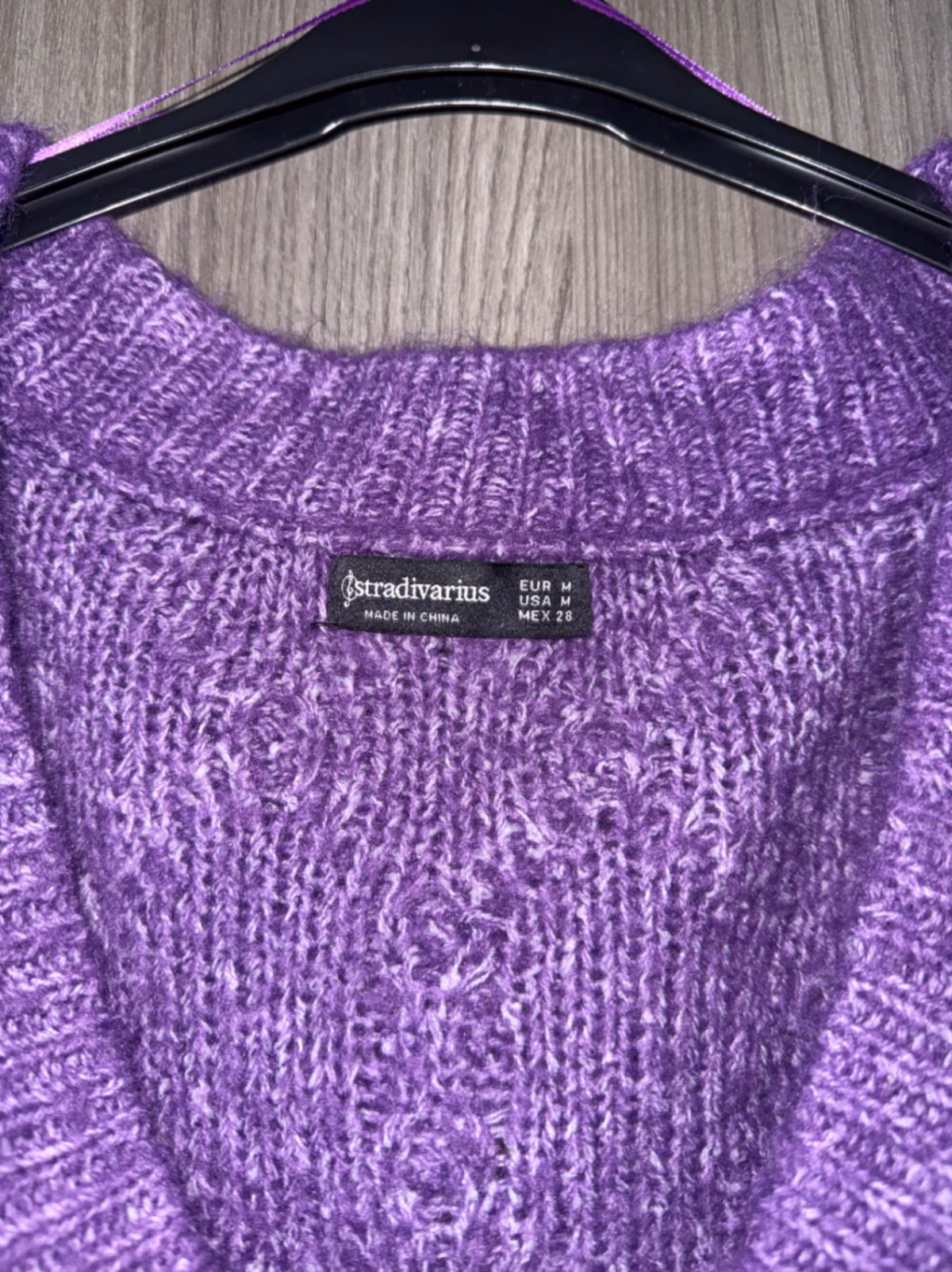 Stradivarius Purple knit v-neck jumper, photo 4