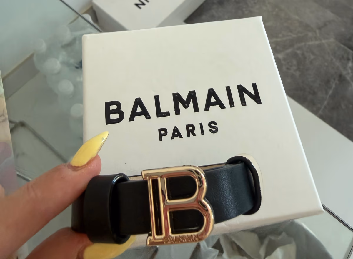 Black Leather Bracelet with Gold Buckle, photo 3