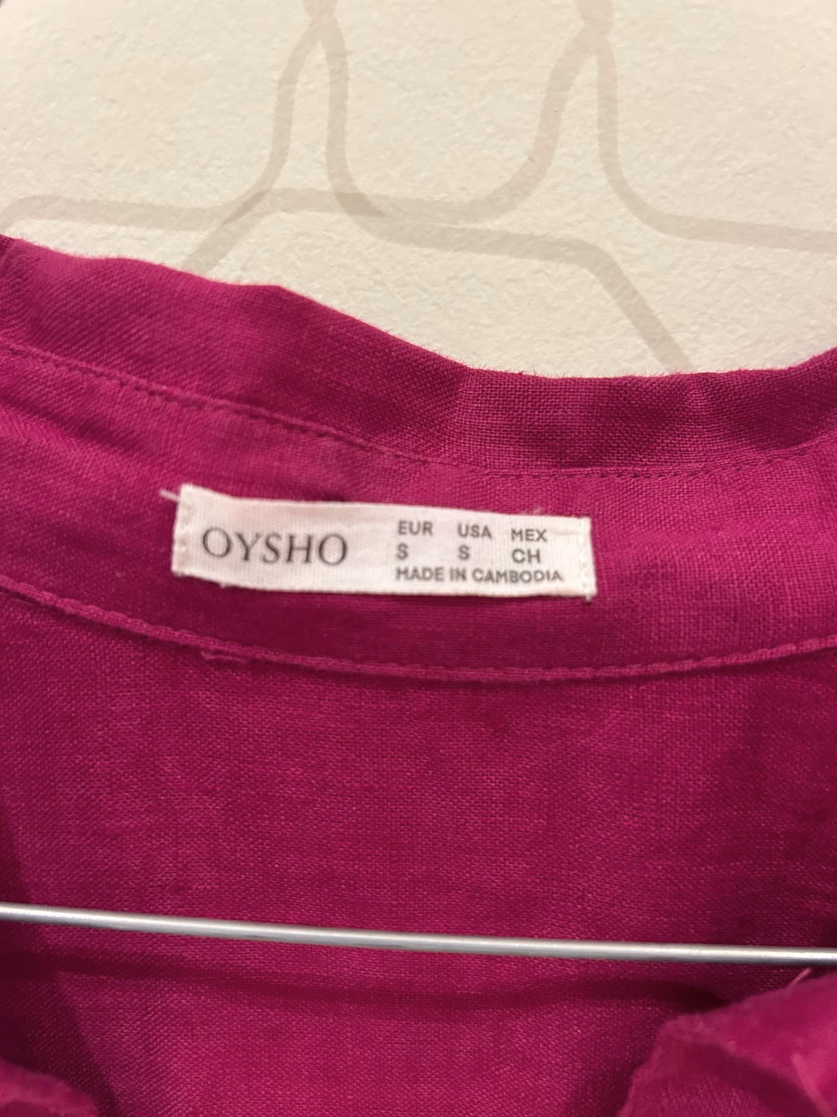 Camisa de lino rosa vibrante OYSHO, foto 5