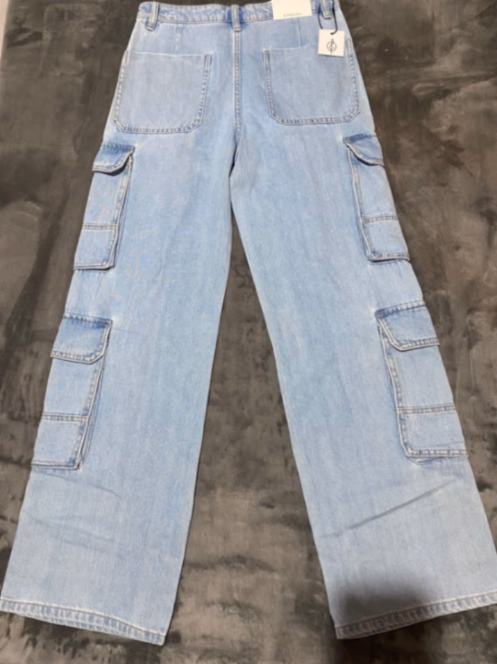 Stradivarius Light wash wide cargo jeans, photo 2