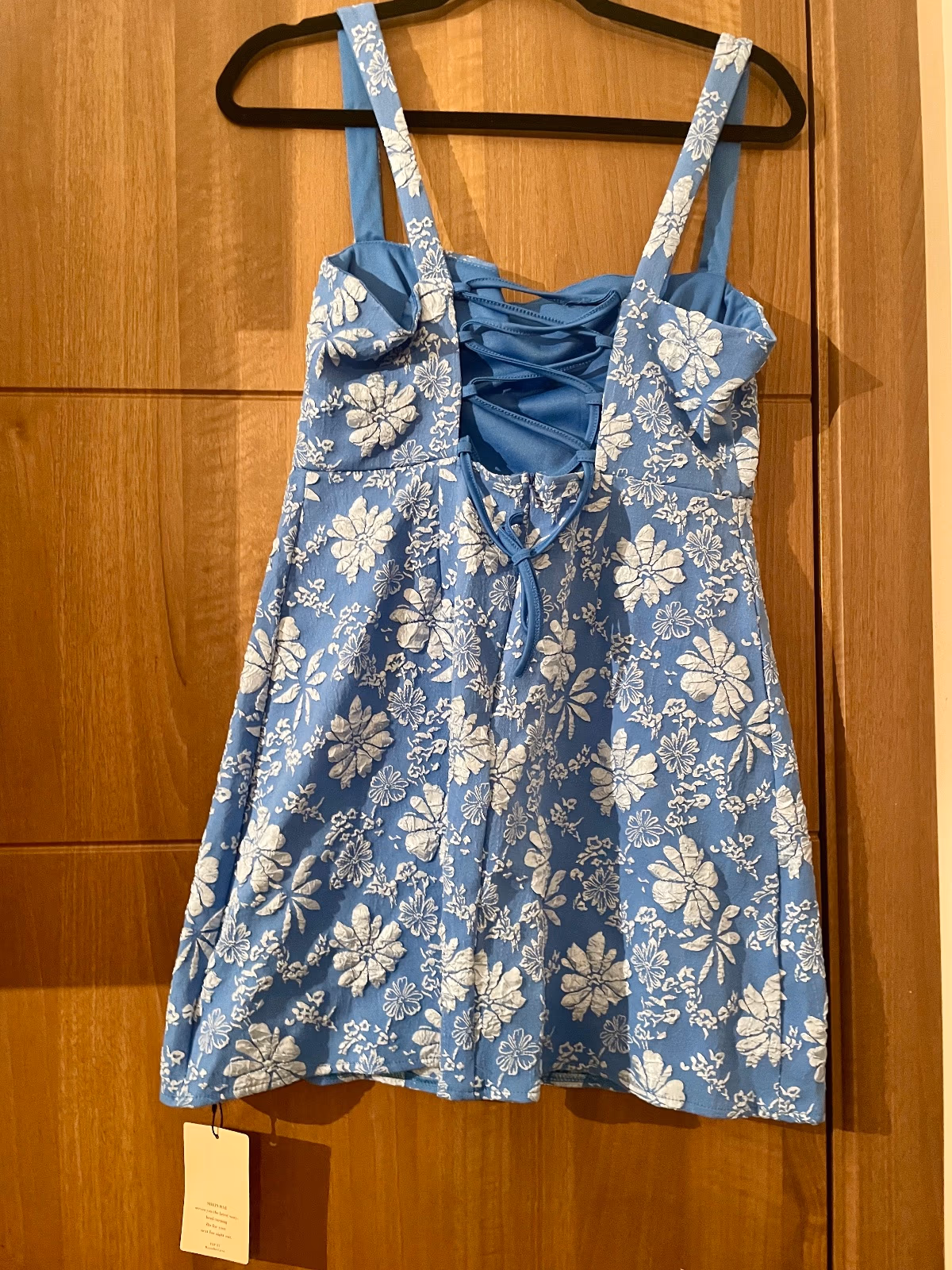 Blue floral textured mini dress, photo 3