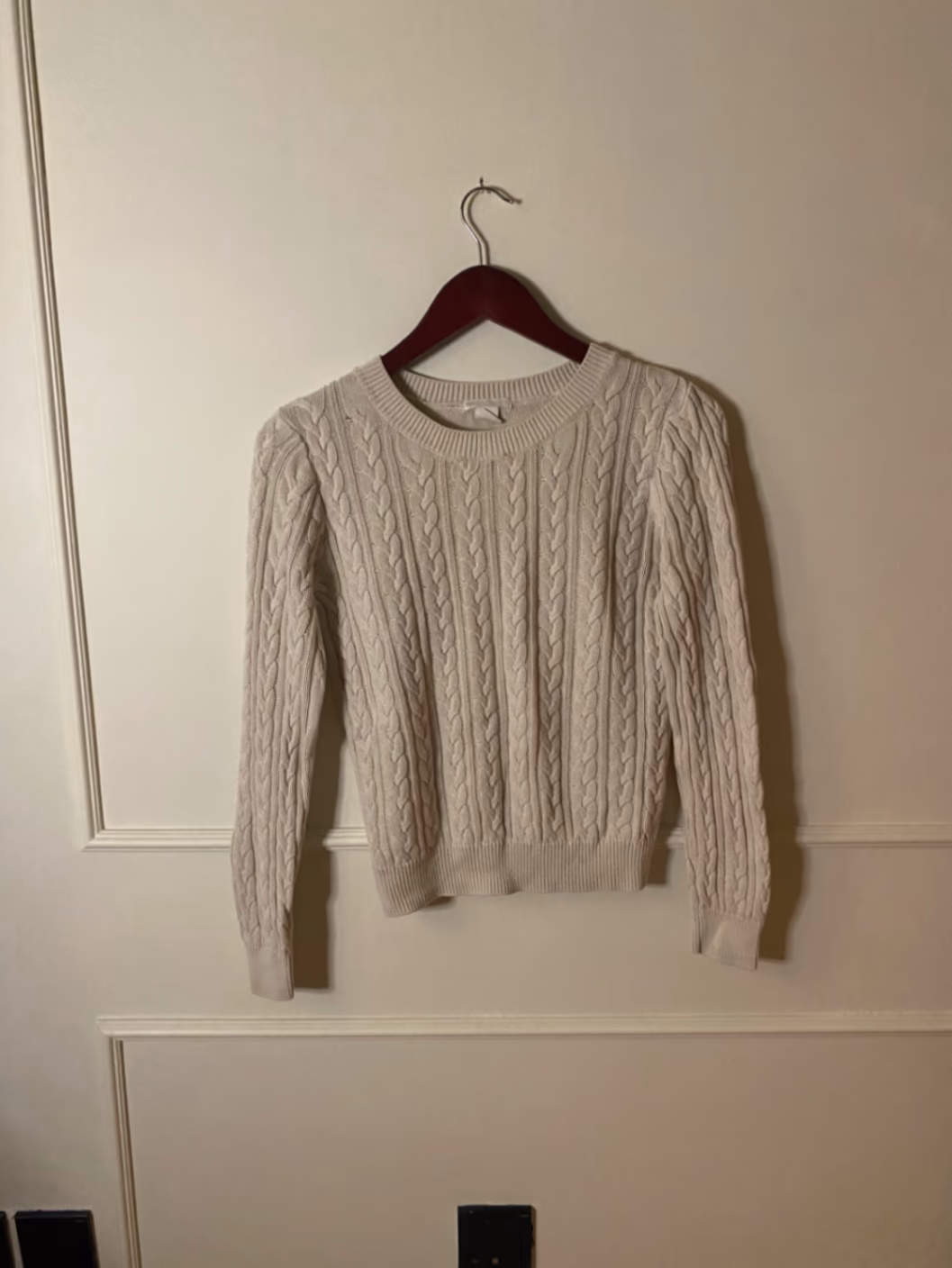 Maglione color crema a trecce, foto 3