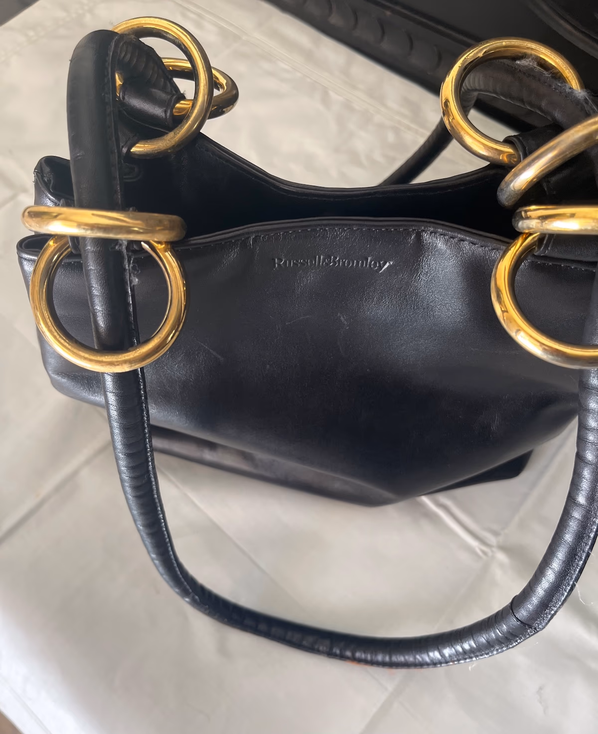 Russell & Bromley Classic Black Leather Shoulder Bag, photo 7