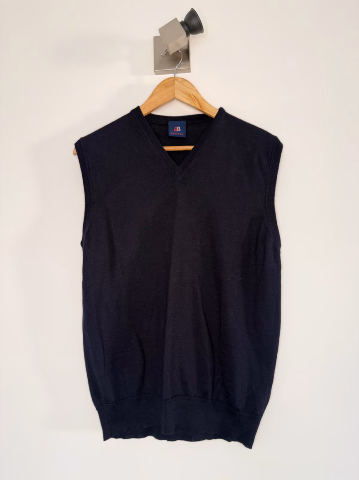 Gilet in maglia Brenda Classic blu navy con scollo a V, foto 3