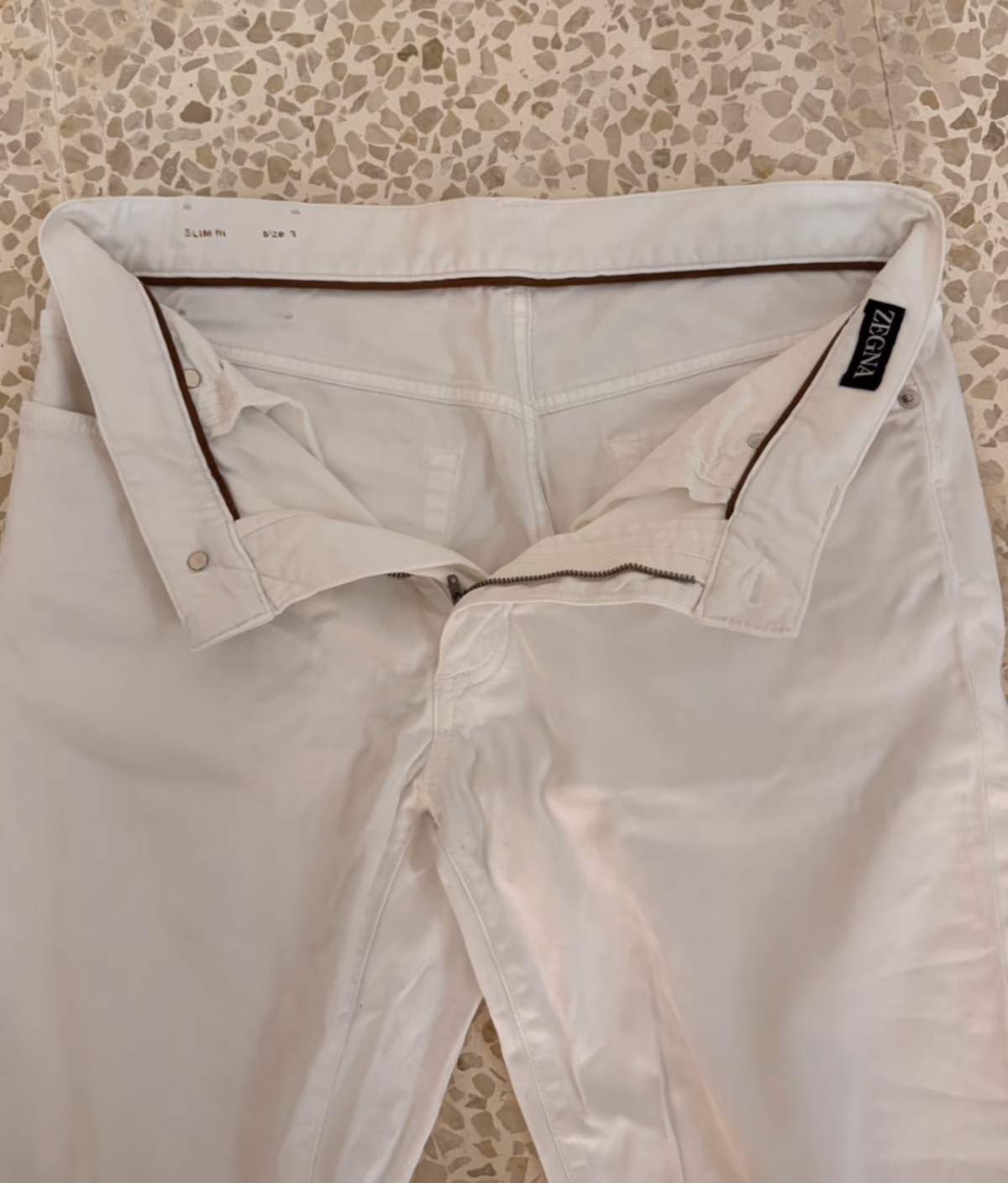Zegna white slim fit trousers, photo 2