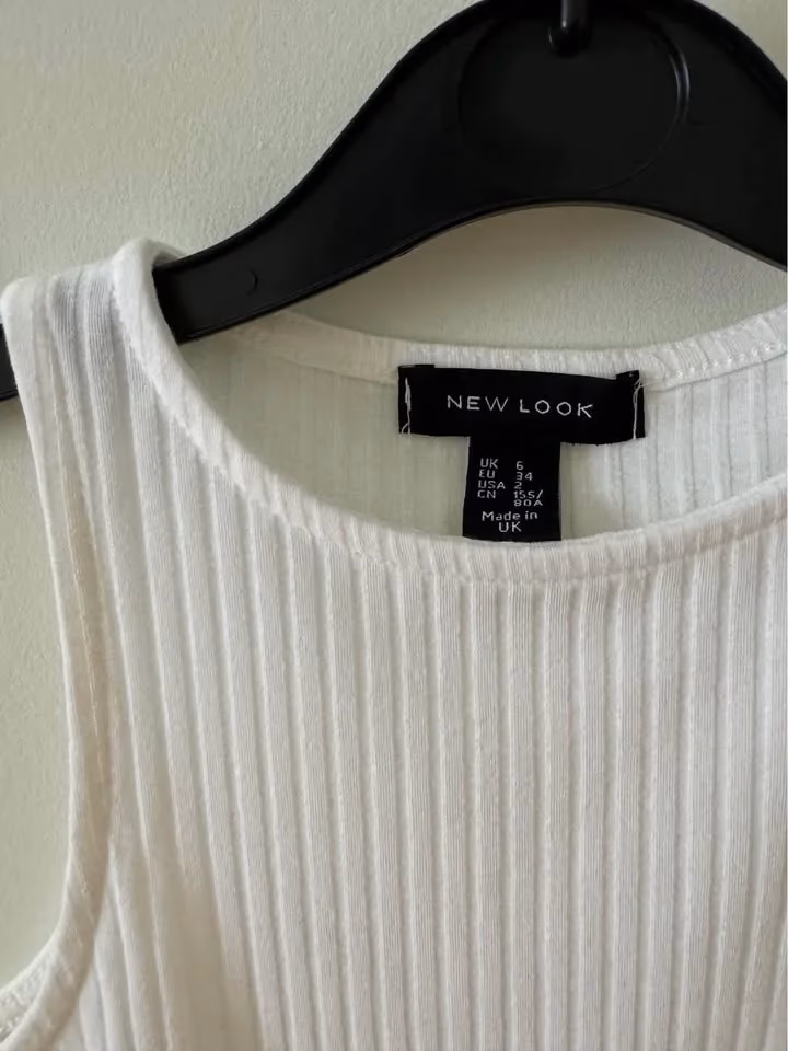 White Ribbed Sleeveless Bodysuit, photo 3