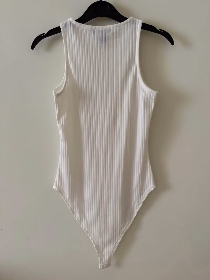 White Ribbed Sleeveless Bodysuit, photo 2