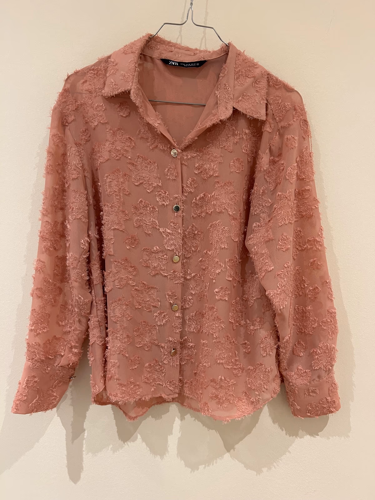 Zara Textured Pink Button-Up Shirt, photo 2