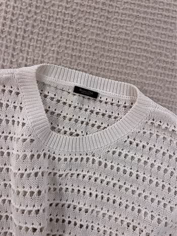 Maglione bianco a maglia larga a maniche lunghe, foto 2