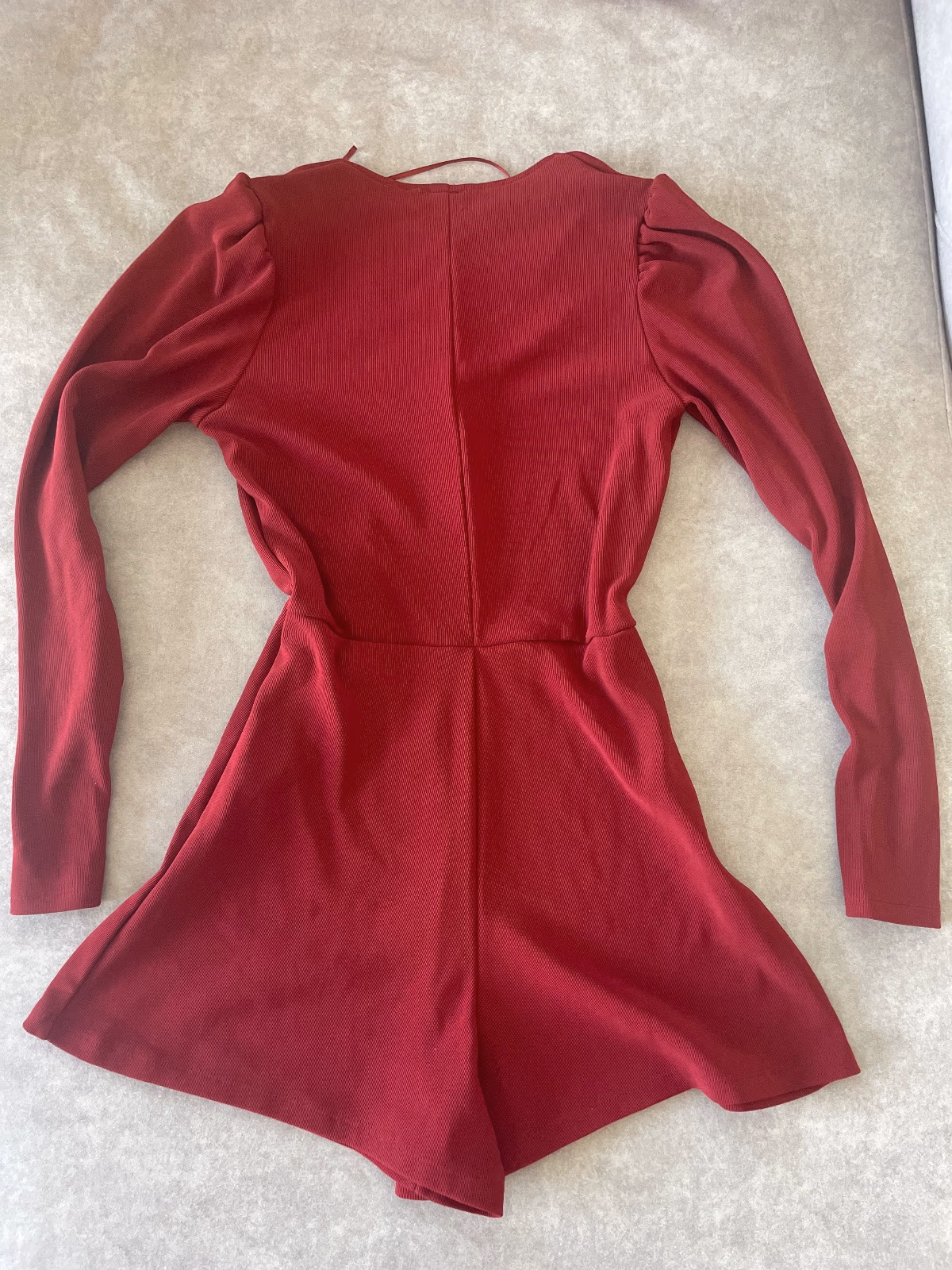 Red ribbed long sleeve playsuit, photo 2
