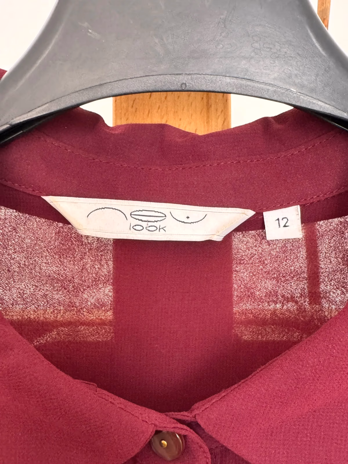 New Look burgundy sheer button-up shirt, photo 3