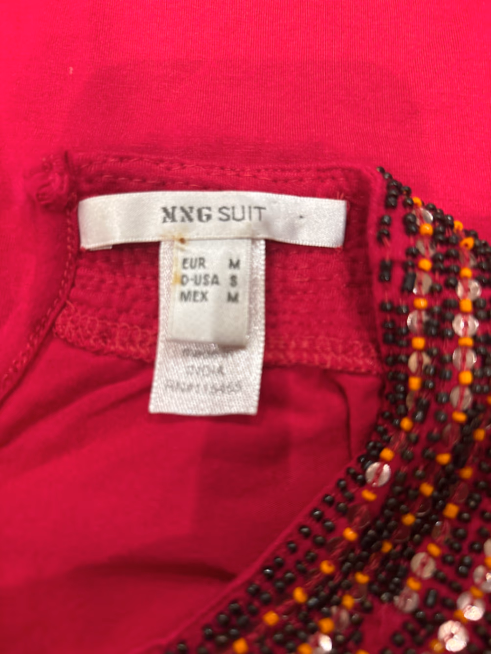 Red Beaded Neckline Long Sleeve Top, photo 2