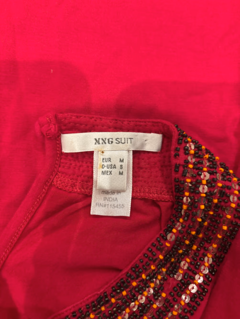 Red Beaded Neckline Long Sleeve Top, photo 7