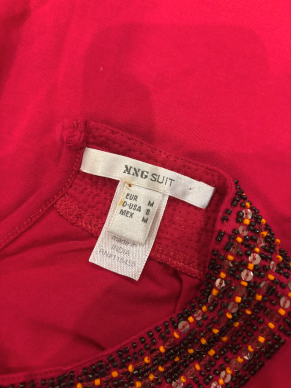 Red Beaded Neckline Long Sleeve Top, photo 9