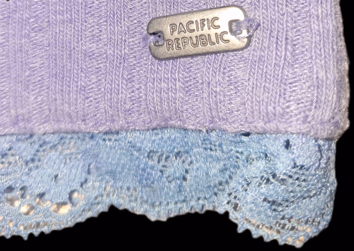 Y2K Purple Ribbed Lace Knit Crop top Cardigan- Pull & Bear S, photo 3