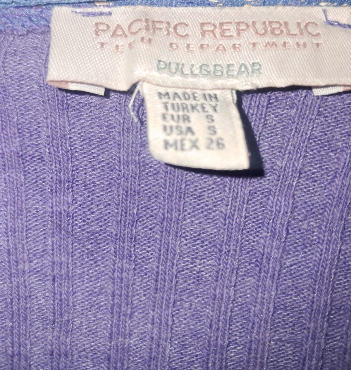 Y2K Purple Ribbed Lace Knit Crop top Cardigan- Pull & Bear S, photo 6
