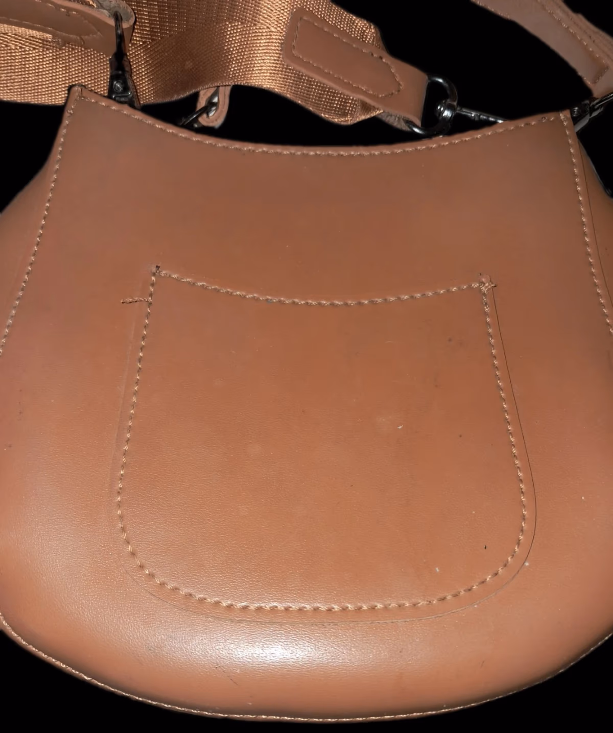 Borsa a tracolla a sella in pelle vegana color Claudia Canova Tan, foto 2