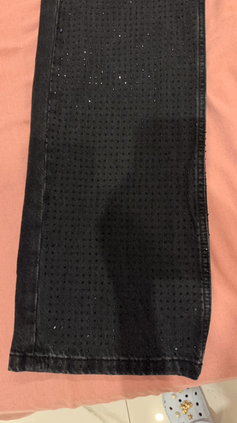 Black Studded Wide Leg Jeans, photo 2