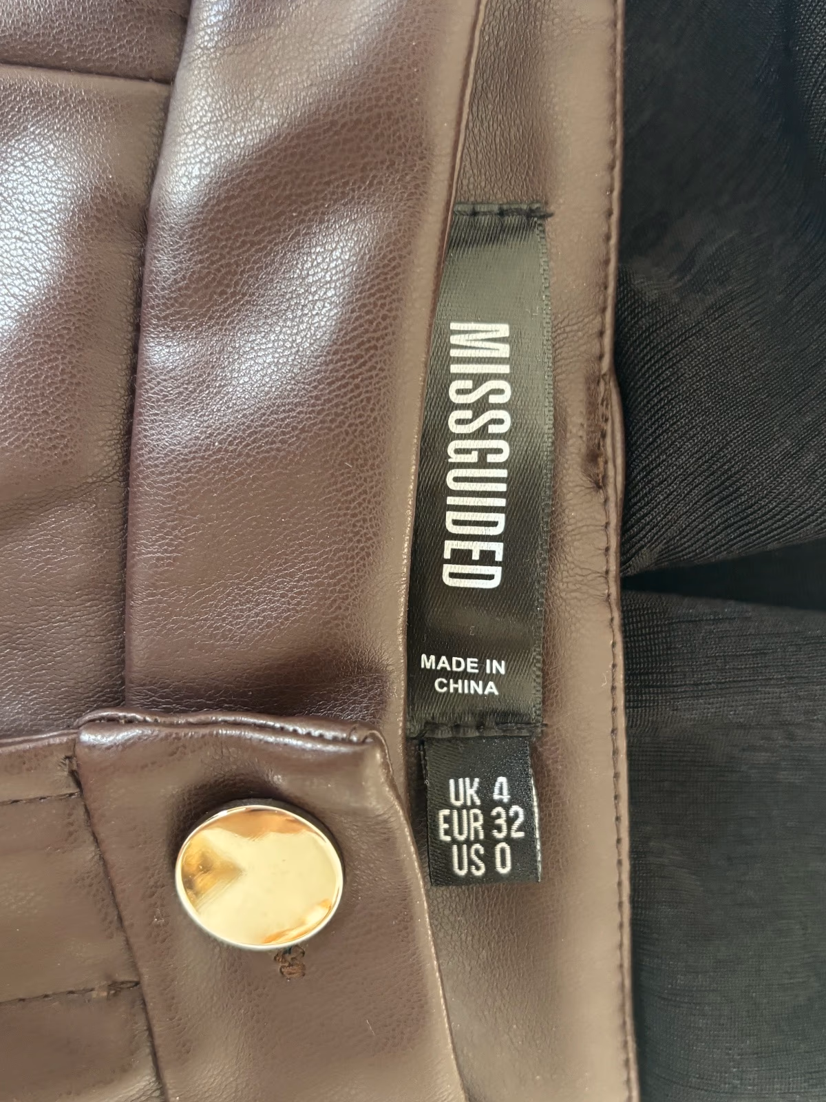 Missguided Brown Faux Leather Skirt, photo 3
