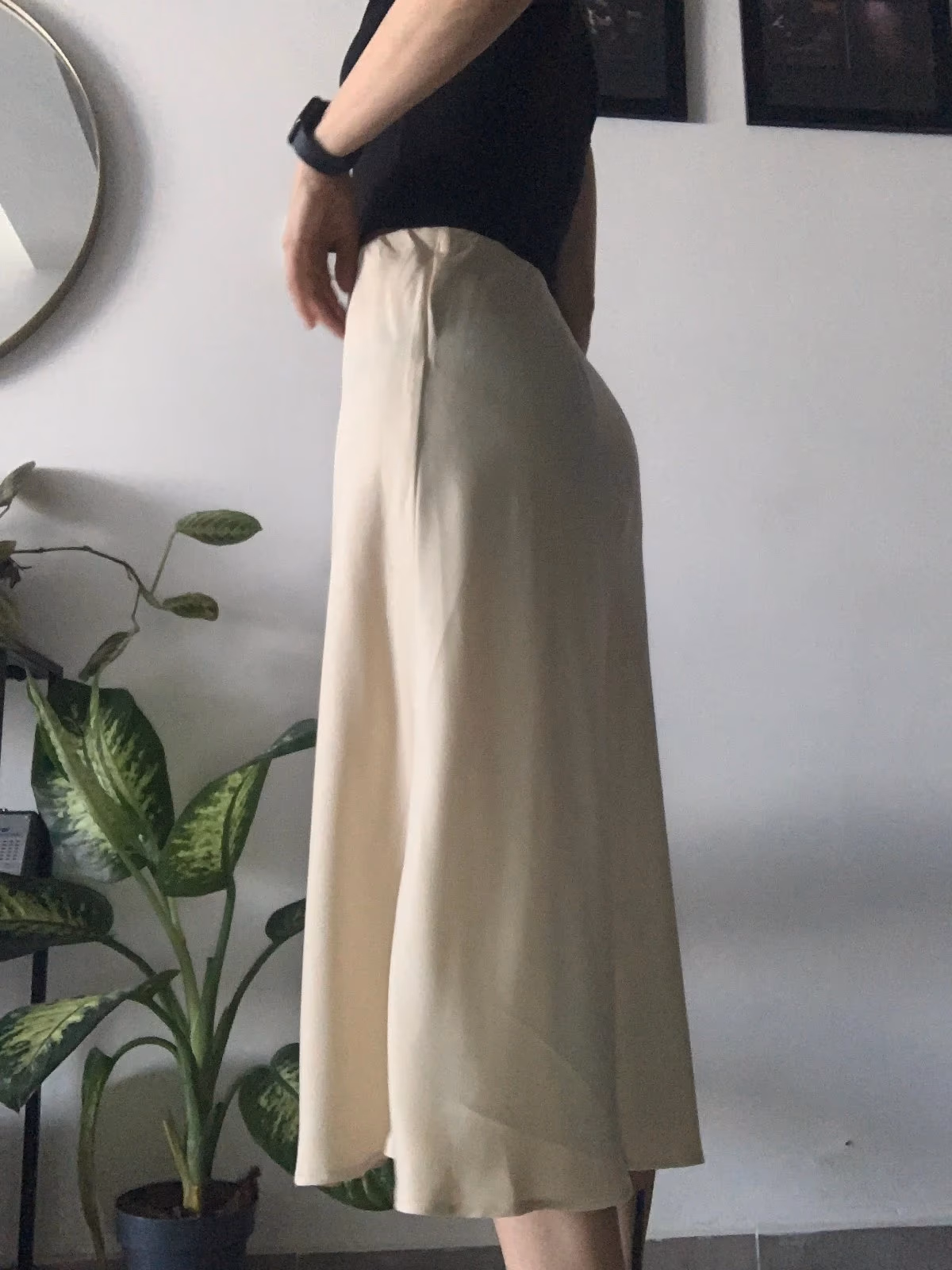 Cream Satin Midi Skirt, photo 2