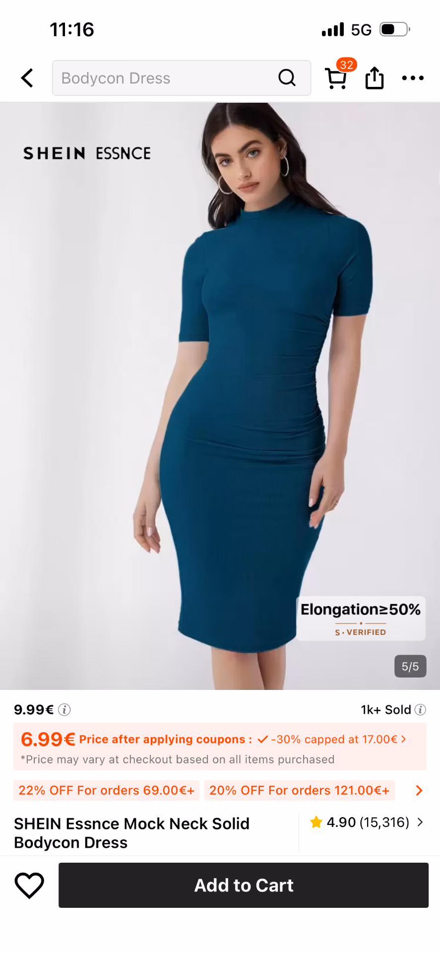 Mock Neck Solid Bodycon Dress, photo 2