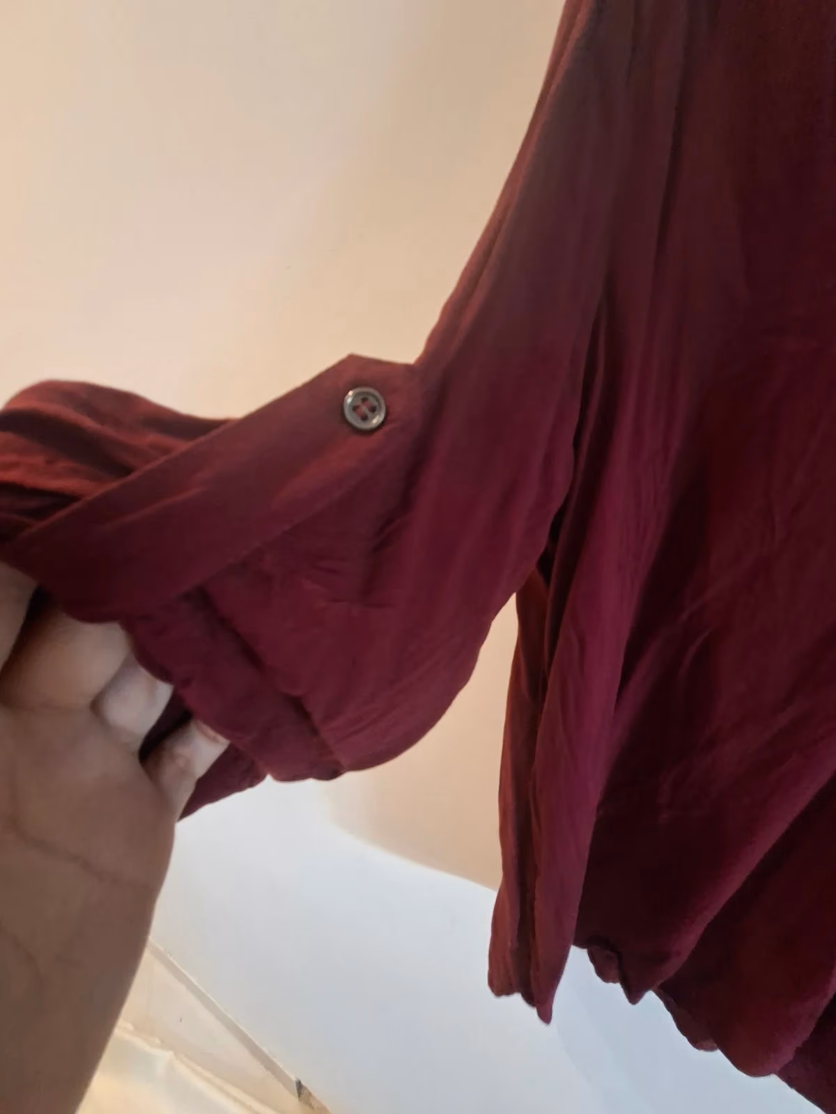 Atmosphere burgundy button-front top, photo 2