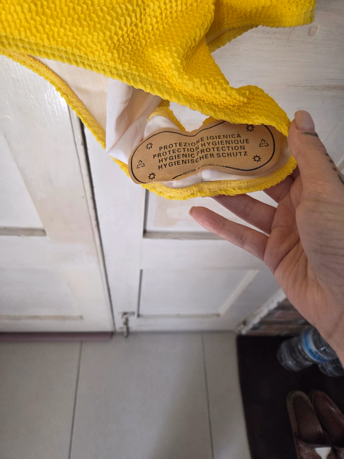Costume da bagno intero giallo a trama, foto 2