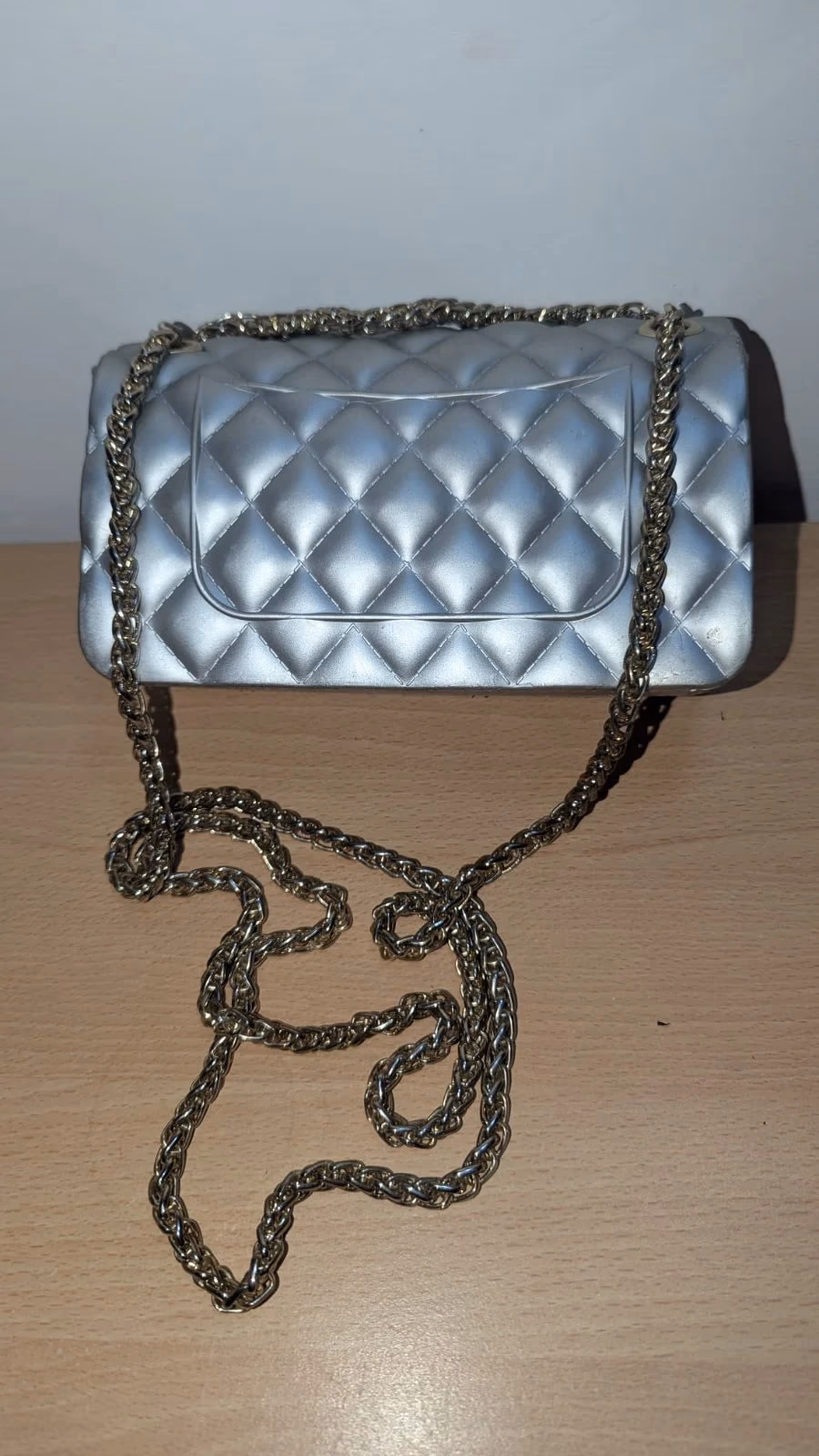 Silver Quilted Chain Crossbody Bag, photo 2