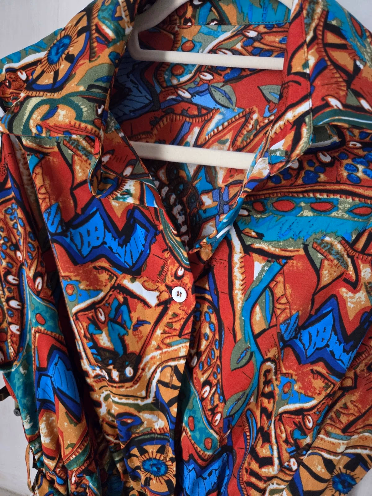 Vintage patterned belted short dress, photo 2