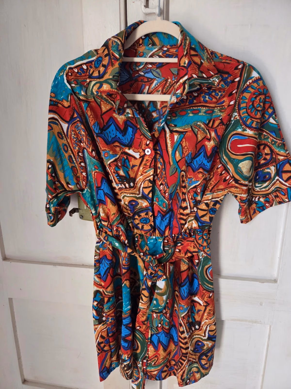 Vintage patterned belted short dress, photo 3