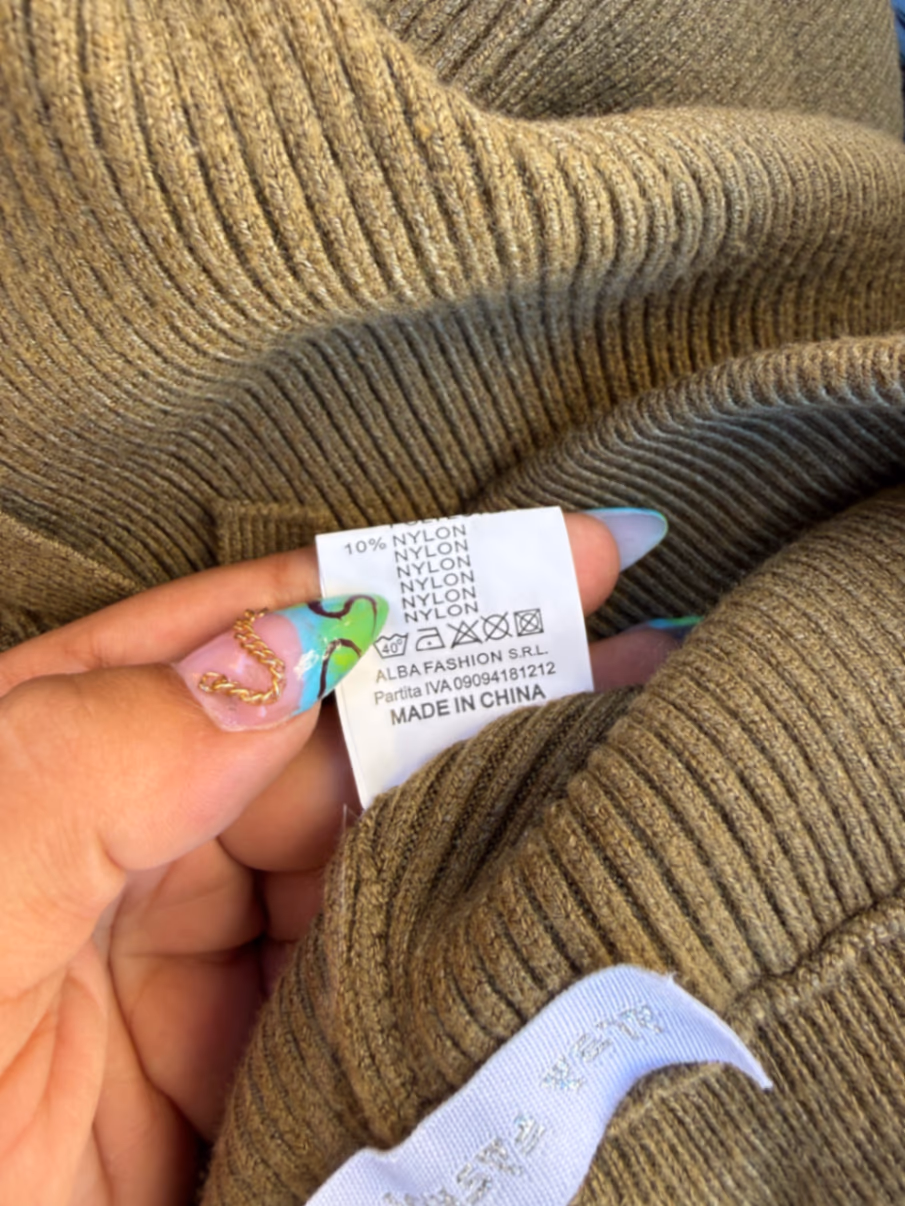 Olive Green Knitted Wide Trousers, photo 3