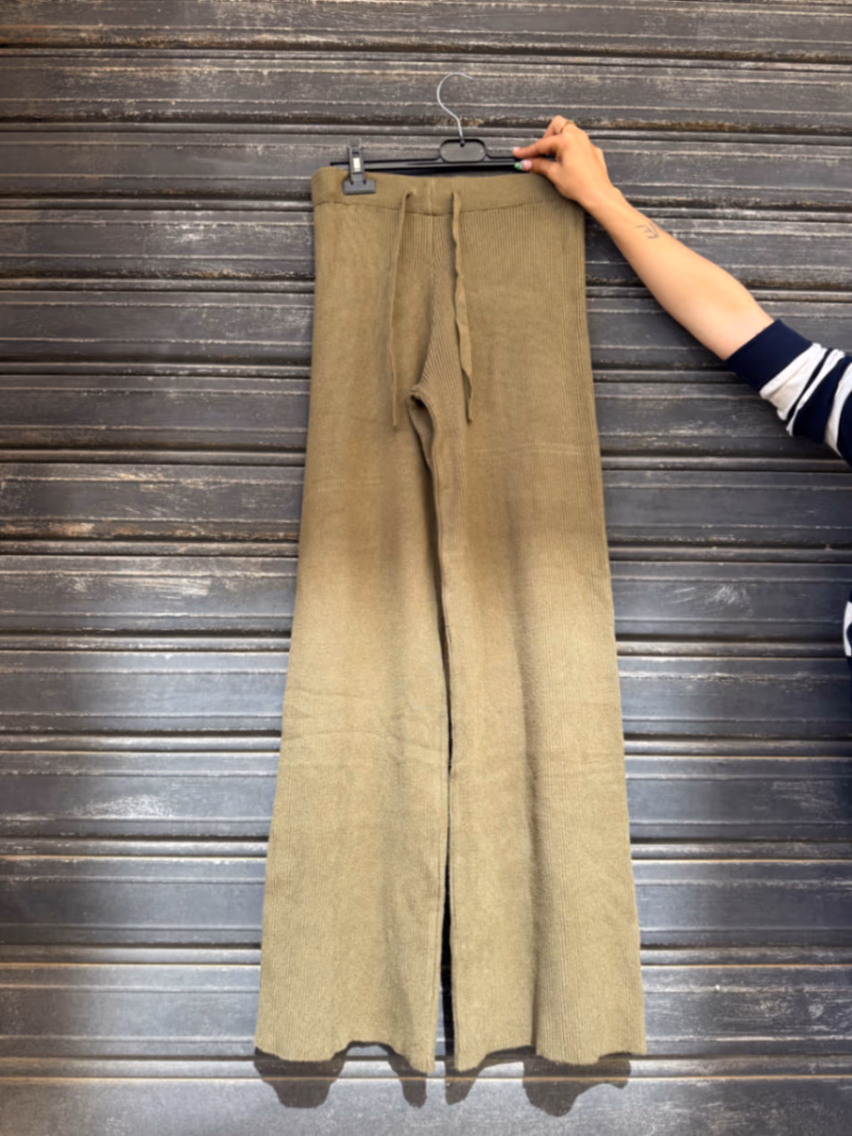 Olive Green Knitted Wide Trousers, photo 2