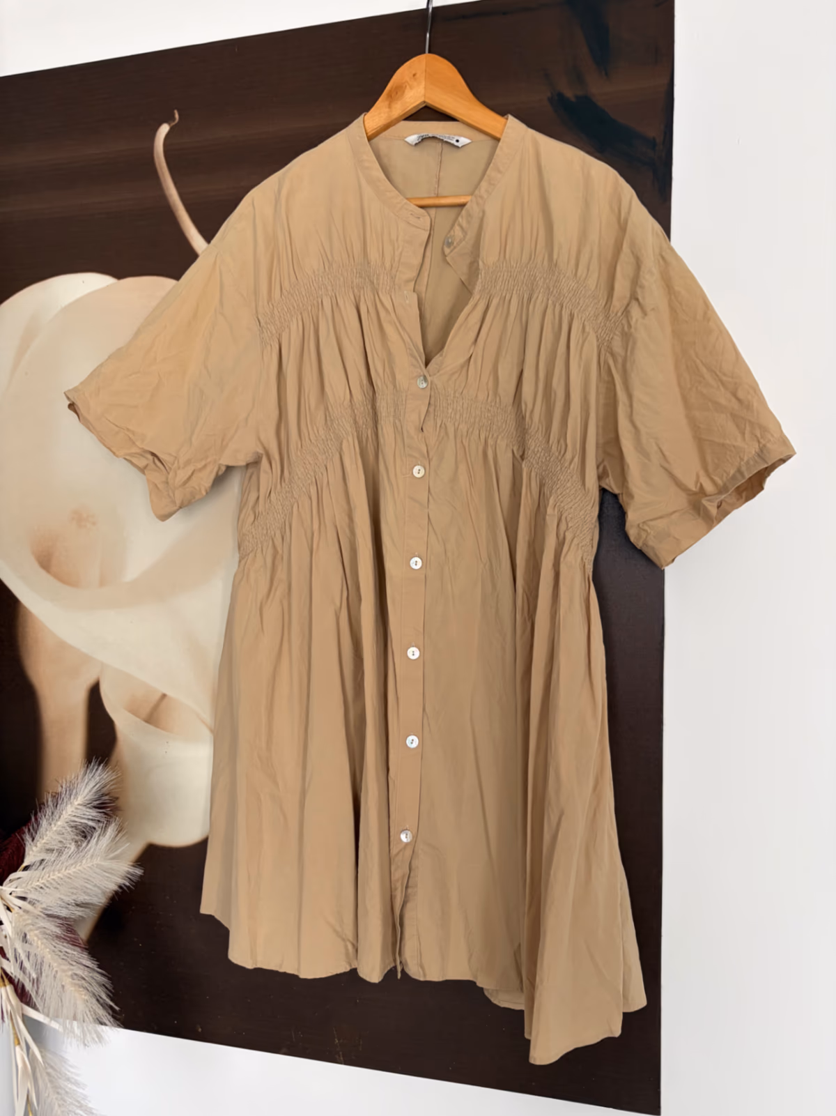 Zara tan button-down dress , photo 2