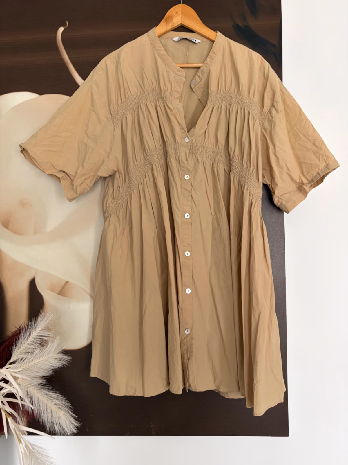 Zara tan button-down dress , photo 4