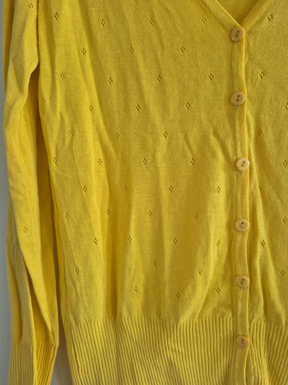 Yellow knitted button-up cardigan, photo 5