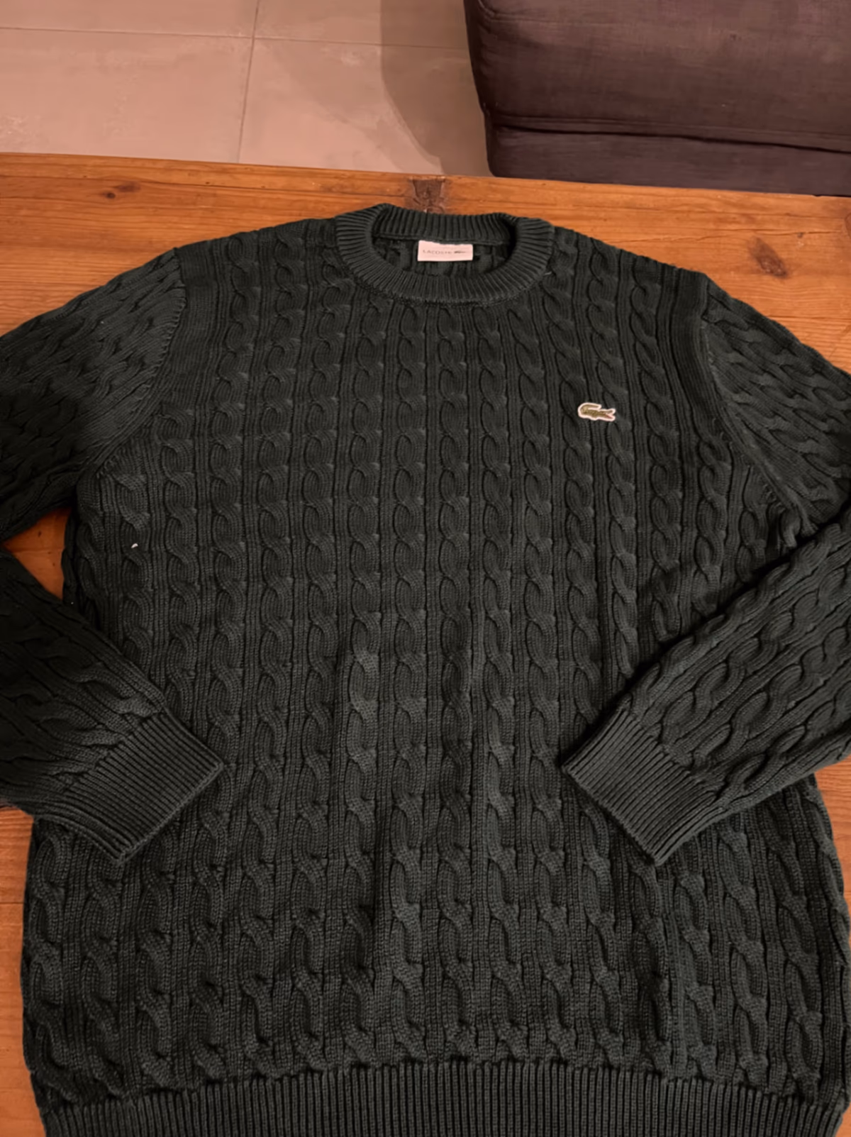 Maglione Lacoste verde a trecce, foto 3