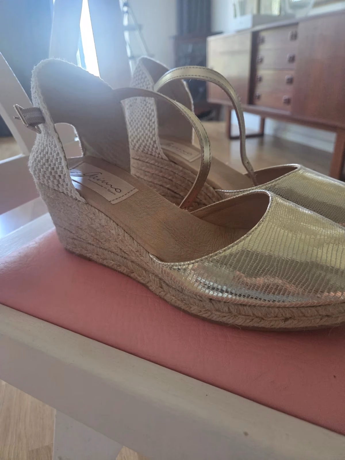 Metallic Gold Espadrille Wedges, photo 2