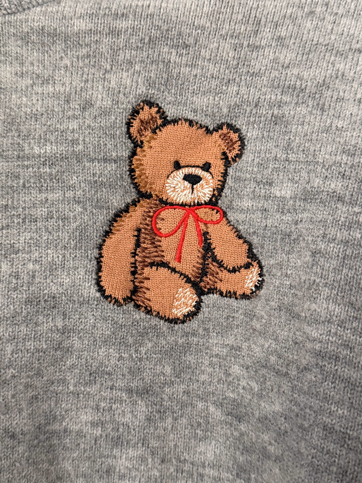 Grey Teddy Bear Embroidered Cardigan, photo 2