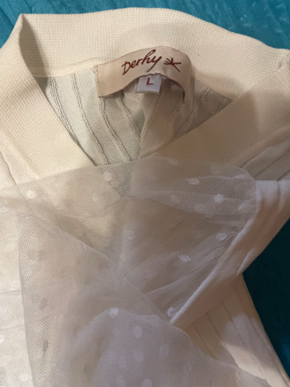 White Cardigan with Mesh Sleeves, photo 3