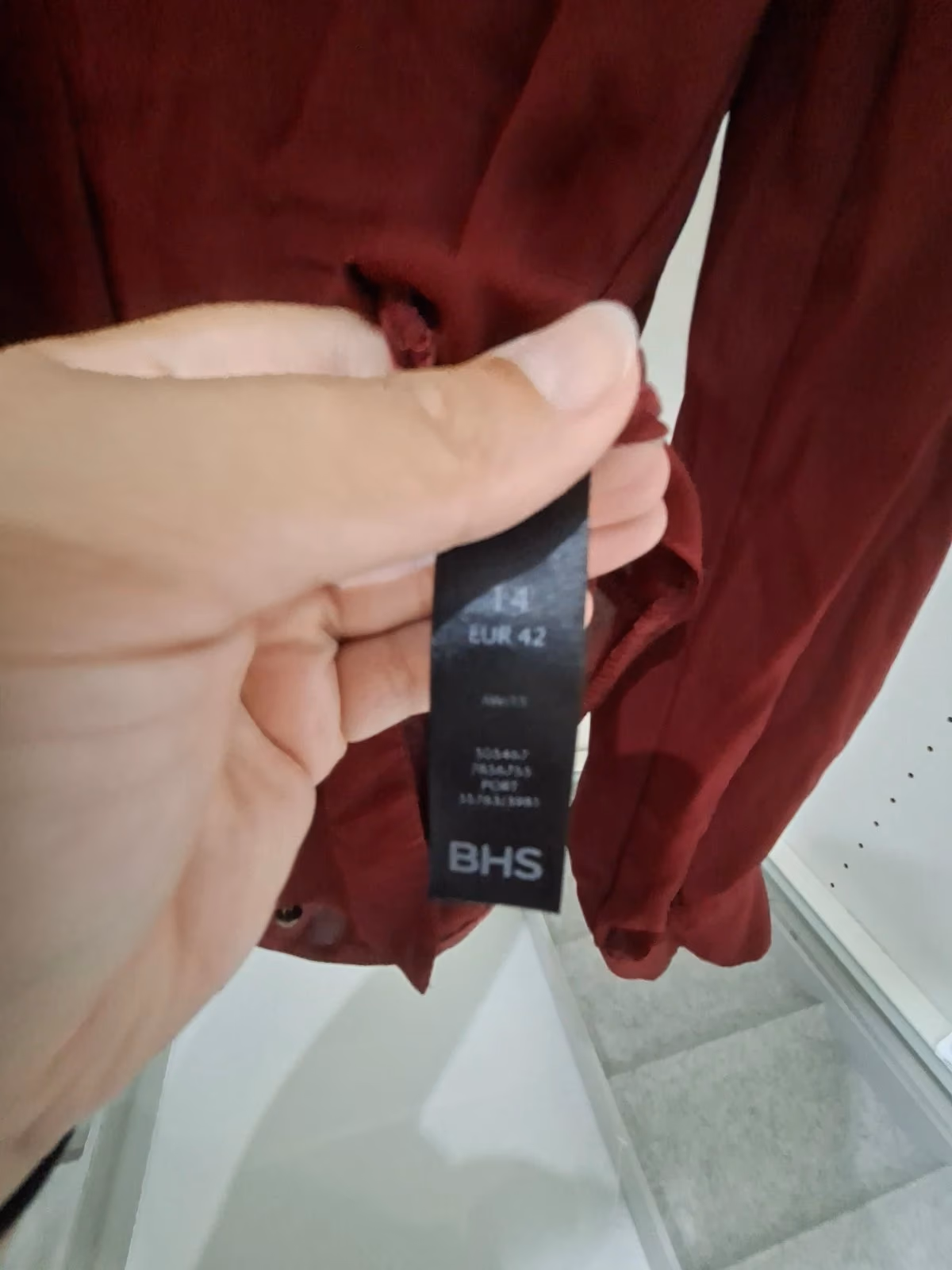 Burgundy tie-neck long sleeve blouse, photo 5