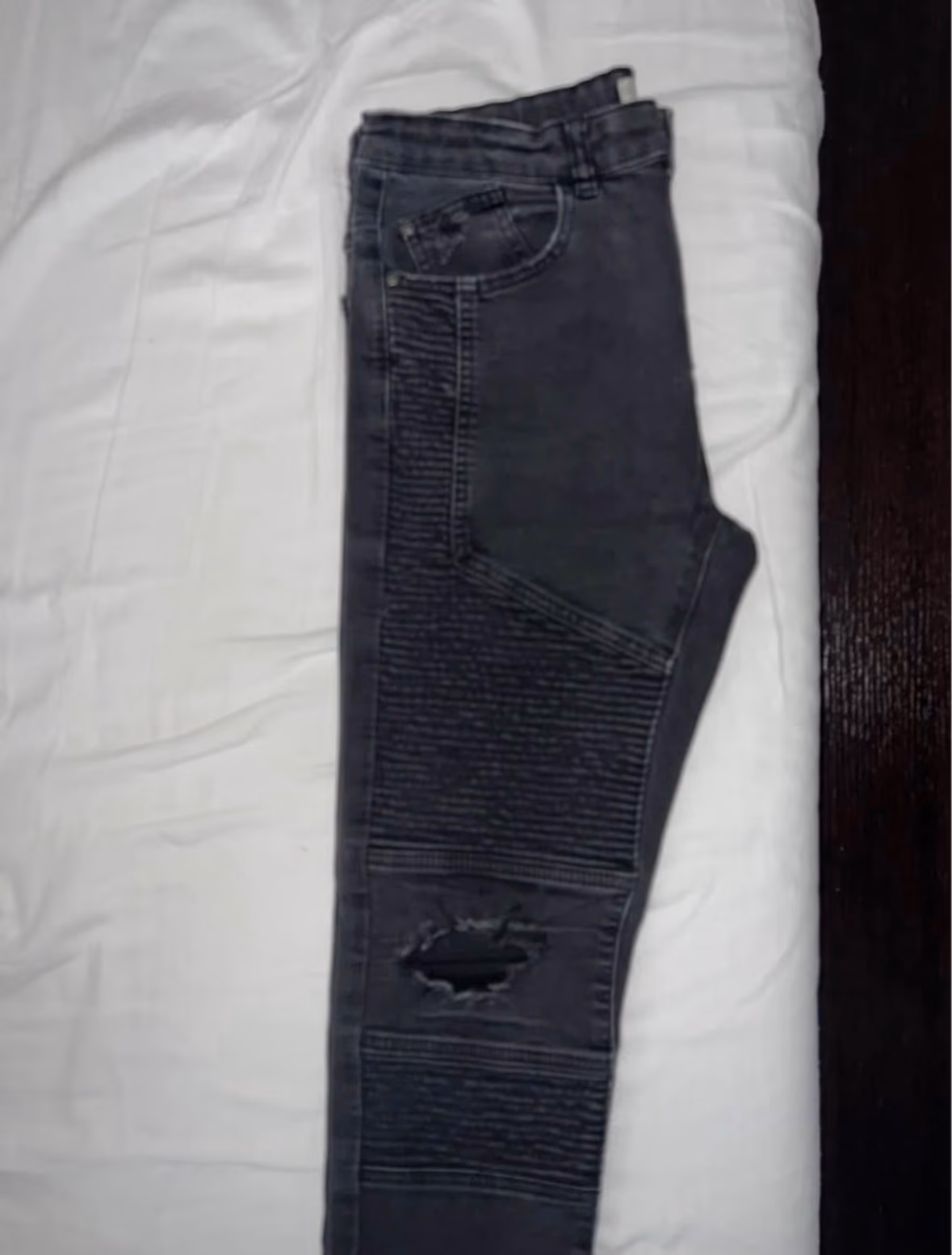 Jeans da motociclista neri effetto consumato Zara Boys, foto 2