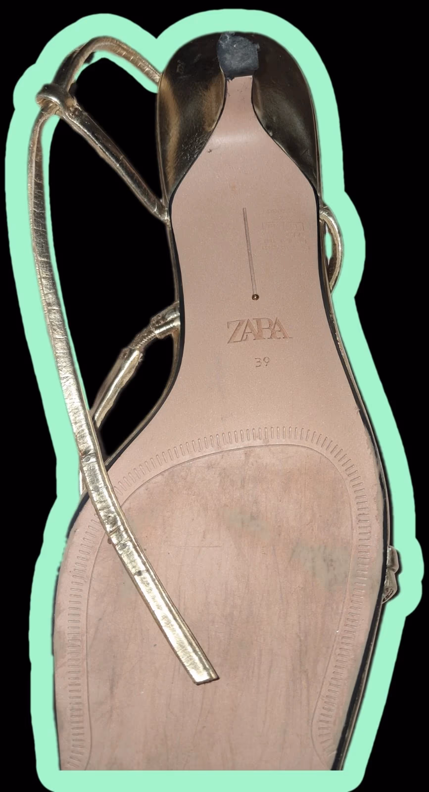 Zara Metallic Gold Strappy Heeled Sandals - Size 39, photo 5